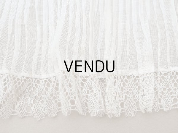 画像9: アンティーク 幅広 ドレスの裾  プリーツ入り レース付 2.48m 20.2cm幅 コットンオーガンジー (9)