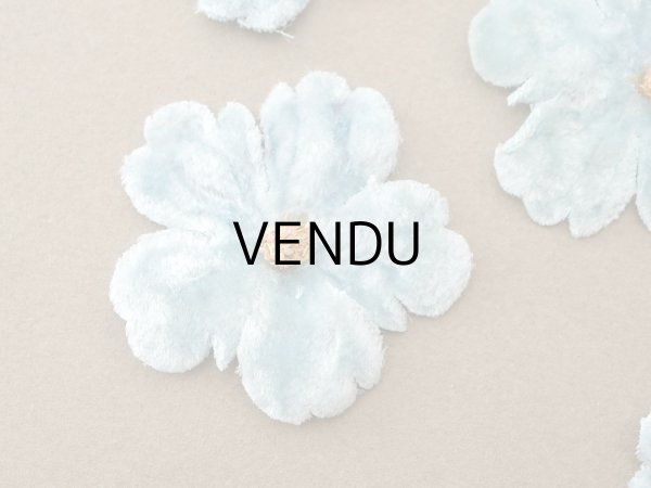 画像3: アンティーク 布花材料 ベルベットの花びら 花芯付き 5ピースのセット 約4cm 布花 アイスブルー (3)
