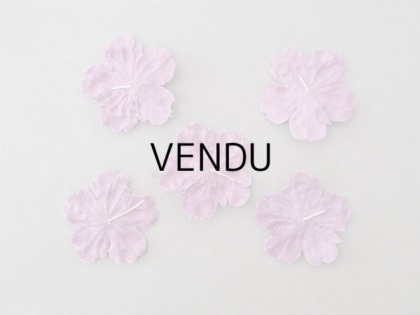 画像6: アンティーク 布花材料 ベルベットの花びら 花芯付き 5ピースのセット 約4cm 布花 ライラック色 (6)