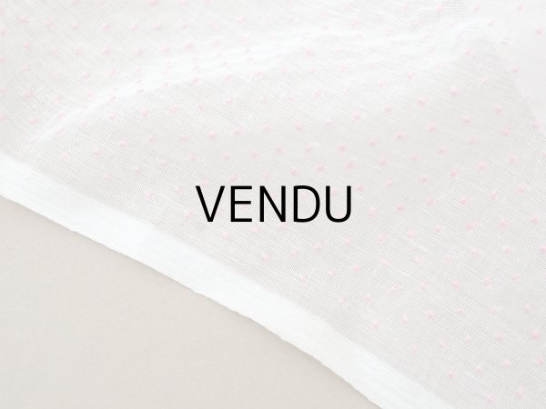 画像4: アンティーク ピンクの小さなドット刺繍入り コットン生地 102×107cm ファブリック (4)