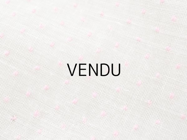 画像3: アンティーク ピンクの小さなドット刺繍入り コットン生地 102×107cm ファブリック (3)