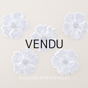 画像: アンティーク 布花材料 ベルベットの花びら 花芯付き 5ピースのセット 約4.3cm 布花 グレイッシュパープル