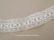 画像1: アンティーク ドット&花のレース ホワイト 3.8cm幅  (1)
