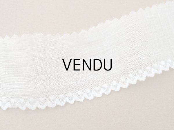 画像2: アンティーク スカラップレース ドット刺繍入り コットンオーガンジー 4cm幅 4〜4.7m (2)
