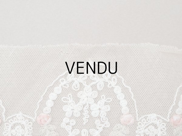 画像6: アンティークピンクの薔薇刺繍入り レース ベージュ 1m 約8cm幅 (6)