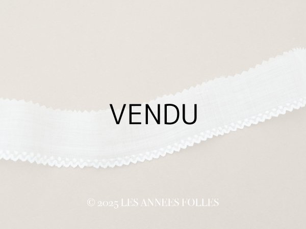 画像1: アンティーク スカラップレース ドット刺繍入り コットンオーガンジー 4cm幅 4〜4.7m (1)