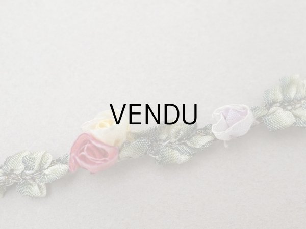 画像3: アンティーク シルク製 3色の薔薇のロココトリム 37cm ロココリボン  (3)