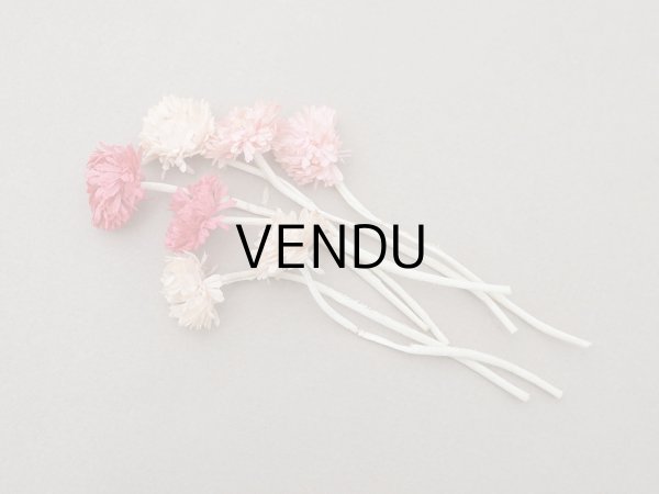 画像2: アンティーク デイジーの布花 オフホワイト＆ピンク ブーケ (2)
