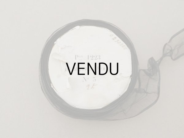 画像4: 1900年頃 アンティーク シルク製 フリル制作用 オーガンジーのリボン 黒  8.4m 2.5cm幅 (4)