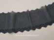画像1: アンティーク 花刺繍入り スカラップレース コットンオーガンジー 黒 9.3cm幅 (1)