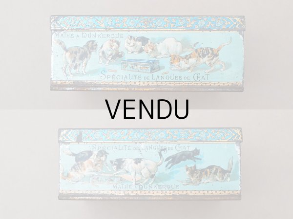 画像3: 19世紀 アンティーク 子猫たち ラングドシャのメタル缶 LANGUES DE CHAT- MAISON MATHE - (3)