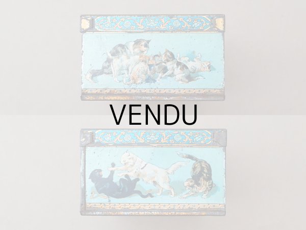 画像4: 19世紀 アンティーク 子猫たち ラングドシャのメタル缶 LANGUES DE CHAT- MAISON MATHE - (4)