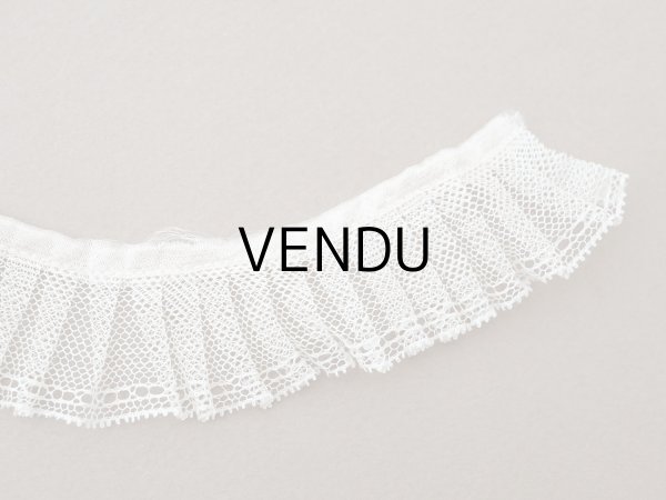 画像6: アンティーク チュールレースのプリーツリボン パウダーピンク＆オフホワイト 113cm 3cm幅  (6)