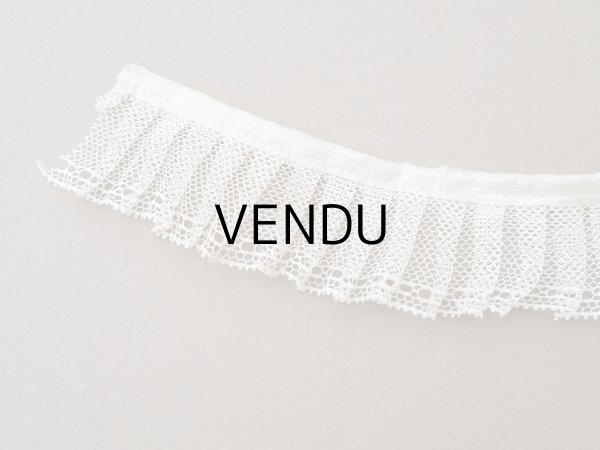 画像4: アンティーク チュールレースのプリーツリボン パウダーピンク＆オフホワイト 113cm 3cm幅  (4)