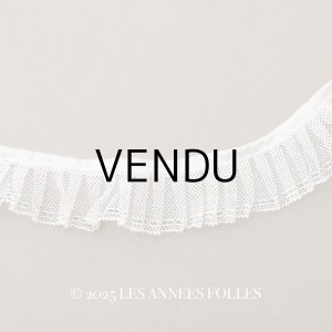 画像: アンティーク チュールレースのプリーツリボン パウダーピンク＆オフホワイト 113cm 3cm幅 