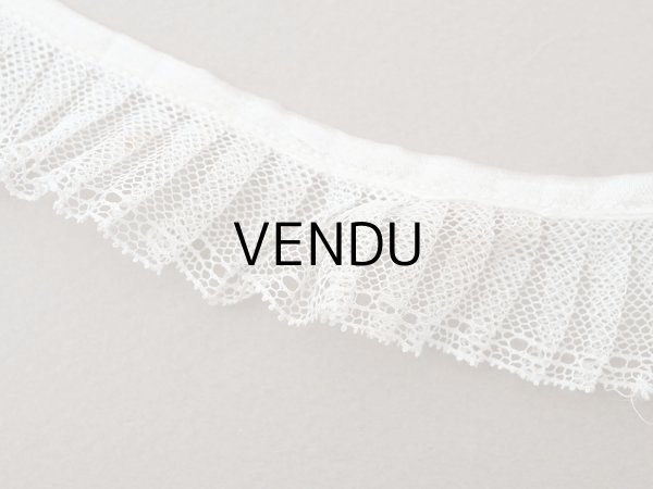 画像5: アンティーク チュールレースのプリーツリボン パウダーピンク＆オフホワイト 113cm 3cm幅  (5)