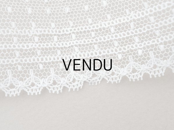 画像4: アンティーク ドット柄 チュールレース 3m  5.9cm幅 オフホワイト (4)