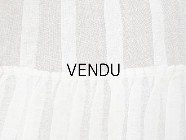 画像4: アンティーク 幅広 ドレスの裾  2段のプリーツ入り レース付 1.86m 24cm幅 コットンオーガンジー (4)