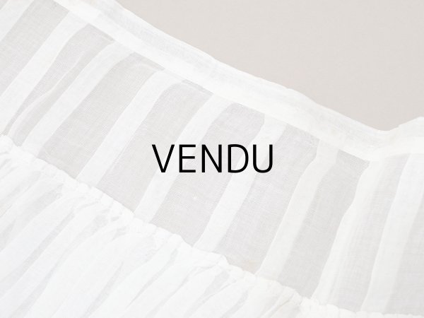 画像3: アンティーク 幅広 ドレスの裾  2段のプリーツ入り レース付 1.86m 24cm幅 コットンオーガンジー (3)