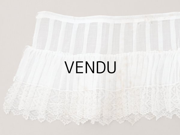 画像7: アンティーク 幅広 ドレスの裾  2段のプリーツ入り レース付 1.86m 24cm幅 コットンオーガンジー (7)