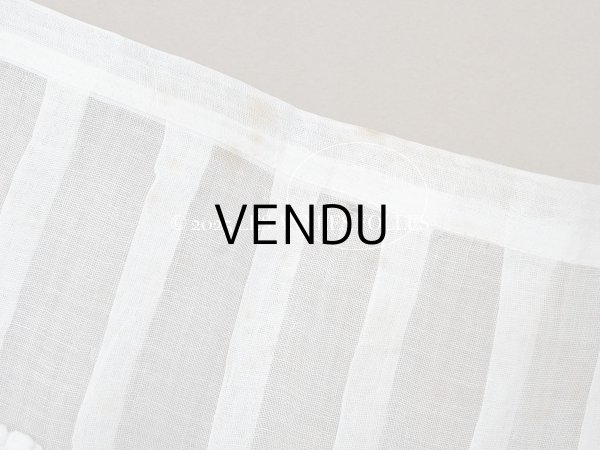 画像13: アンティーク 幅広 ドレスの裾  2段のプリーツ入り レース付 1.86m 24cm幅 コットンオーガンジー (13)