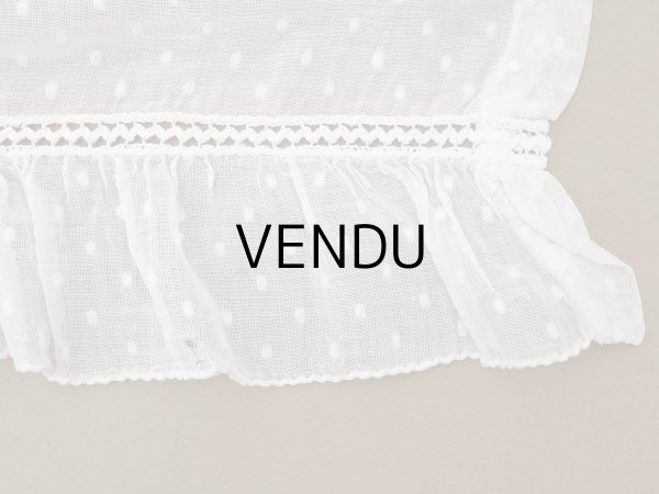 画像10: アンティーク ドット刺繍入り コットンオーガンジー  フリル付き 164×56cm (10)