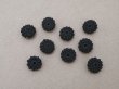 画像2: 19世紀末 アンティーク 花モチーフ 編み込みボタン 黒 9ピースのセット 10mm  (2)