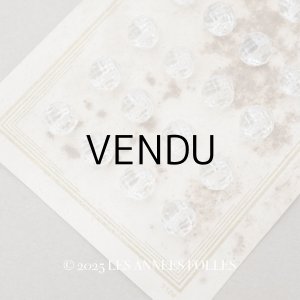 画像: アンティーク カット入り クリアガラスのボタン 8mm 24ピースのセット 