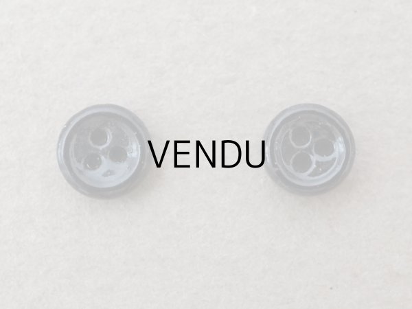 画像2: アンティーク 極小 6mm ガラスボタン 24ピースのセット黒 ドール用  (2)