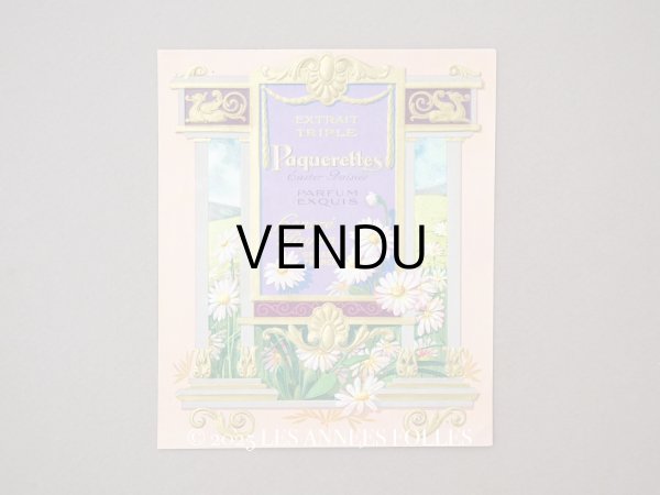 画像1: 【15周年セール対象外】アンティーク パフュームラベル ピンクのデイジー PAQUERETTES - HONORE PAYAN - (1)