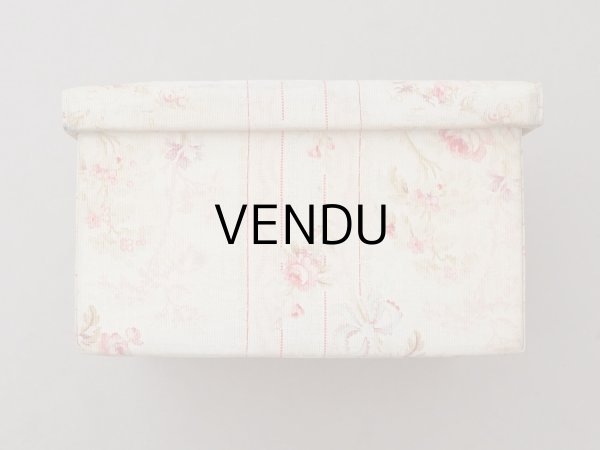 画像5: ＊蚤の市＊アンティーク 薔薇模様&水色のリボン カルトナージュボックス  (5)