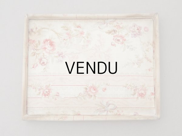 画像11: ＊蚤の市＊アンティーク 薔薇模様&水色のリボン カルトナージュボックス  (11)
