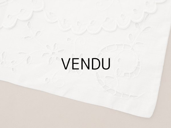 画像8: アンティーク パジャマケース BONNE NUIT 手刺繍 ホワイトワーク (8)