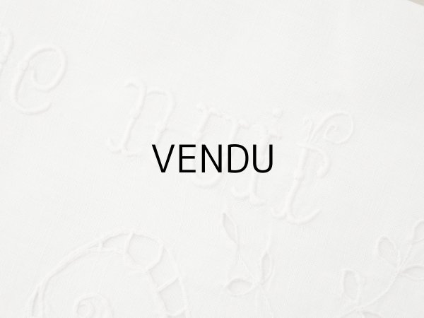 画像5: アンティーク パジャマケース BONNE NUIT 手刺繍 ホワイトワーク (5)