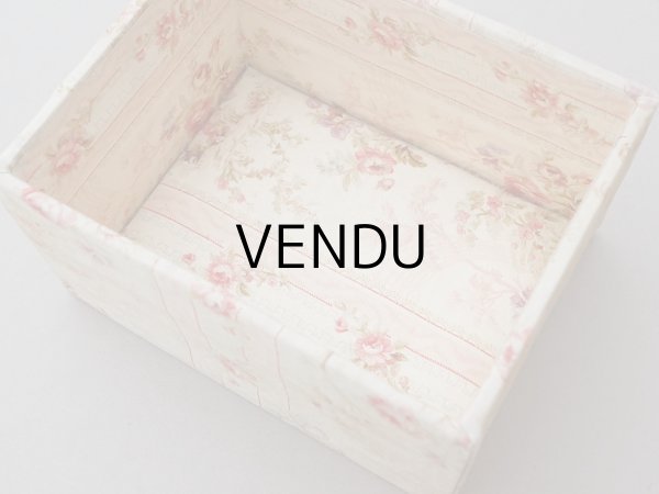 画像8: ＊蚤の市＊アンティーク 薔薇模様&水色のリボン カルトナージュボックス  (8)