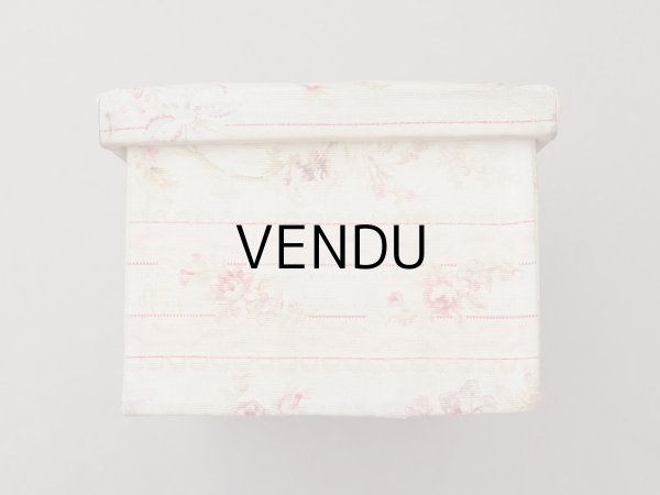 画像7: ＊蚤の市＊アンティーク 薔薇模様&水色のリボン カルトナージュボックス  (7)