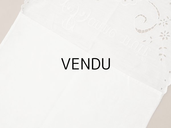 画像9: アンティーク パジャマケース BONNE NUIT 手刺繍 ホワイトワーク (9)