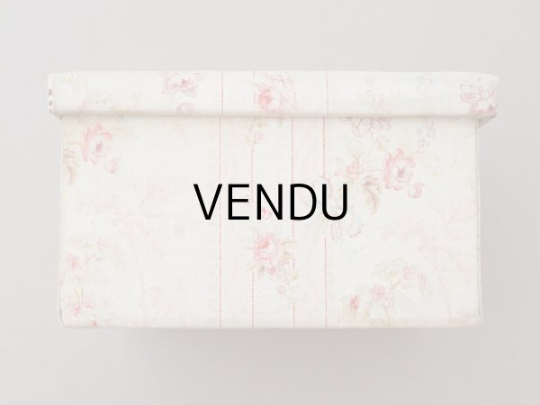 画像4: ＊蚤の市＊アンティーク 薔薇模様&水色のリボン カルトナージュボックス  (4)