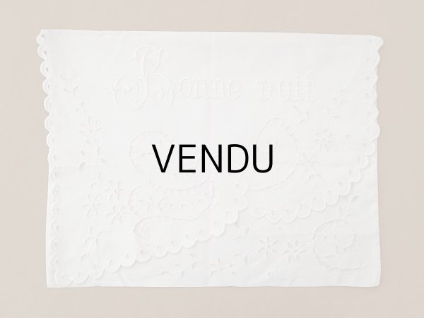 画像2: アンティーク パジャマケース BONNE NUIT 手刺繍 ホワイトワーク (2)