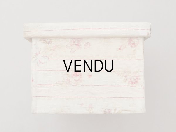 画像6: ＊蚤の市＊アンティーク 薔薇模様&水色のリボン カルトナージュボックス  (6)