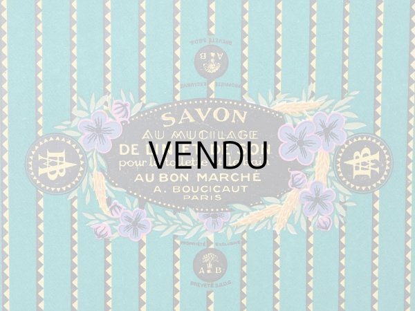 画像2: アンティーク ボンマルシェのソープラベル SAVON AU MUCILAGE DE LIN ET DE SON POUR LA TIOLETTE ET LE BAIN -AU BON MARCHE A.BOUCICAUT PARIS - (2)