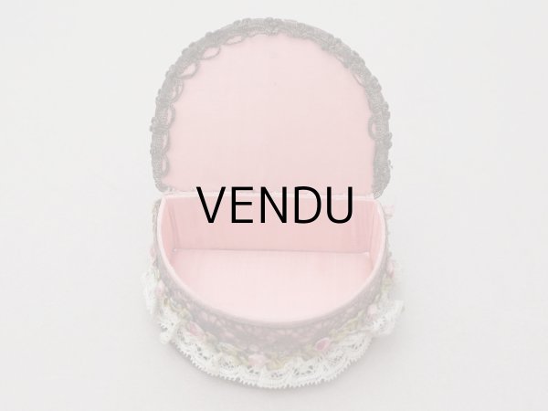 画像7: 【15周年セール対象外】アンティーク ロココトリム&ロココモチーフ シルク製 ボックス オールドローズ (7)