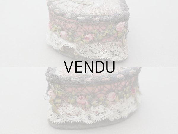 画像6: 【15周年セール対象外】アンティーク ロココトリム&ロココモチーフ シルク製 ボックス オールドローズ (6)