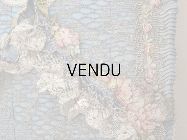 画像5: 【セール対象外】【クーポン対象外】アンティーク シルク製 ロココモチーフ&ロココトリム 大きなカルトナージュボックス 37×24×6.5cm (5)