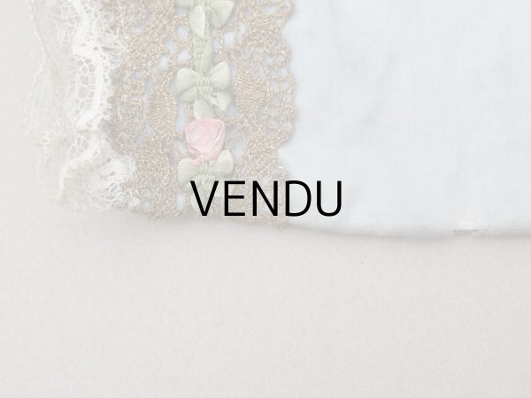 画像11: 【セール対象外】【クーポン対象外】アンティーク シルク製 ポシェット ロココトリム＆モチーフ スモーキーブルー ランジェリーケース  (11)