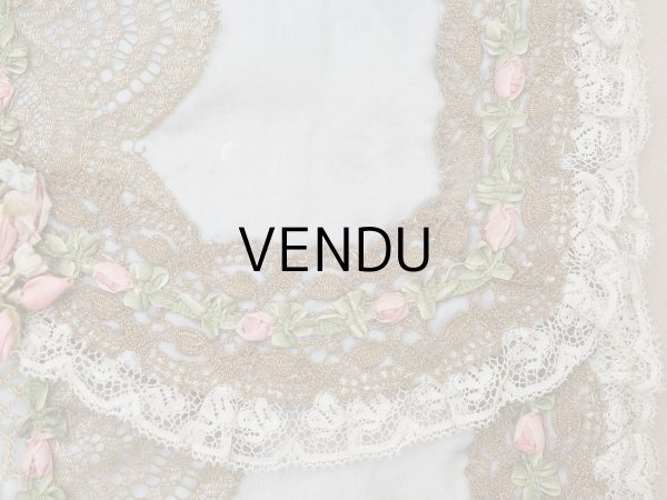 画像13: 【セール対象外】【クーポン対象外】アンティーク シルク製 ポシェット ロココトリム＆モチーフ スモーキーブルー ランジェリーケース  (13)