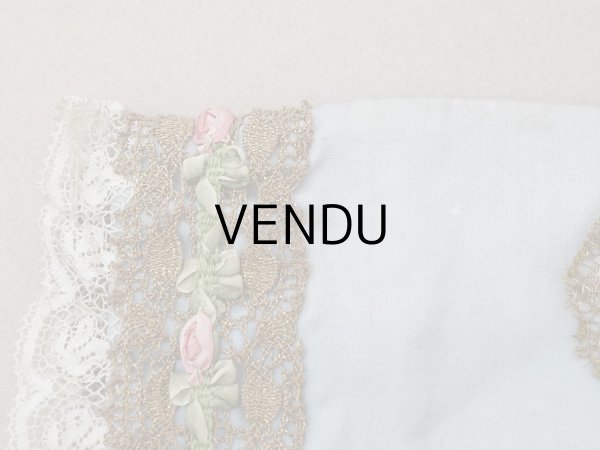 画像12: 【セール対象外】【クーポン対象外】アンティーク シルク製 ポシェット ロココトリム＆モチーフ スモーキーブルー ランジェリーケース  (12)