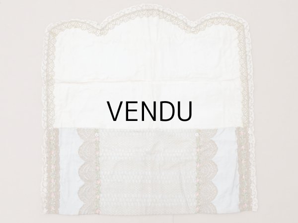 画像3: 【セール対象外】【クーポン対象外】アンティーク シルク製 ポシェット ロココトリム＆モチーフ スモーキーブルー ランジェリーケース  (3)