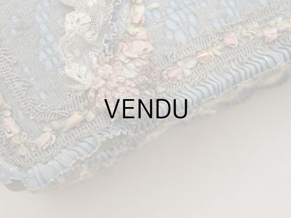 画像11: 【セール対象外】【クーポン対象外】アンティーク シルク製 ロココモチーフ&ロココトリム 大きなカルトナージュボックス 37×24×6.5cm (11)