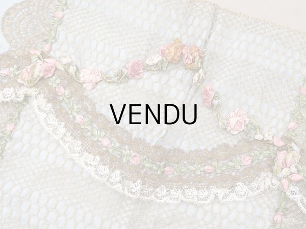 画像6: 【セール対象外】【クーポン対象外】アンティーク シルク製 ポシェット ロココトリム＆モチーフ スモーキーブルー ランジェリーケース  (6)